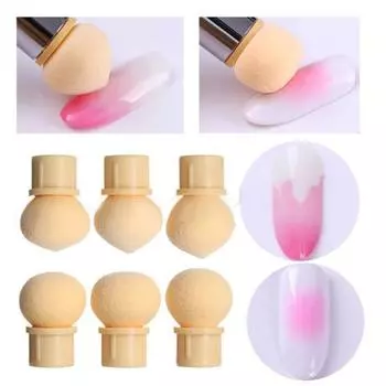 6 шт./компл., профессиональные мягкие сменные губки для ногтей, цветущие ручки для рисования, головки