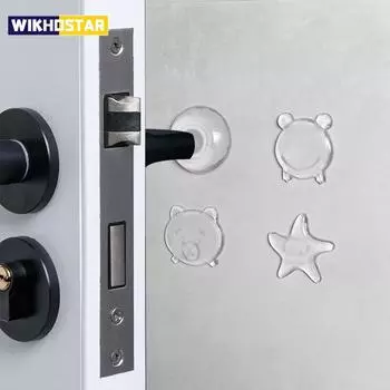 6 шт./компл., прозрачная мягкая силиконовая защита для стены, дверная ручка, бампер, защитная заглушка, нескользящая дверная пробка, самоклеящийся бампер 40x8mm Round