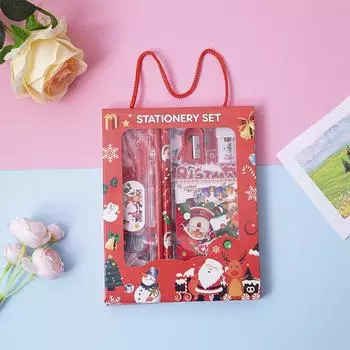 6 шт./компл. рождественские канцелярские принадлежности наполнители для чулок детские школьные принадлежности карандаш линейка точилка ластик блокнот детский сад подарок красный