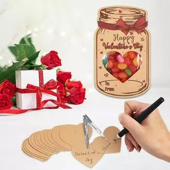 6 шт./компл. С Днем Святого Валентина подарочные пакеты для конфет, поздравительная открытка в виде бутылки, свадебная вечеринка, украшение для шоколадного печенья 8x12cm