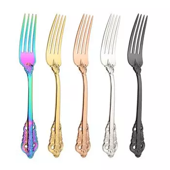 6 шт./компл., серебристые обеденные вилки, посуда, десертная вилка, посуда, набор для салата, набор столовых приборов из нержавеющей стали 304, серебристая посуда, свадьба Dessert fork серебряный