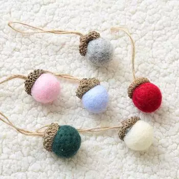 6 шт./компл. шерстяной войлок шишка желудь кулон рождественское украшение DIY ремесло красный