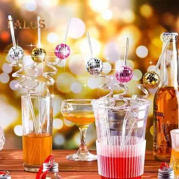 6 шт./компл., соломинки с блестящим эффектом, декоративные, привлекательные, креативные, для дискотеки, вечеринки, домашнего бара, караоке, соломинки для воды, аксессуары для чашек зелёный