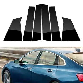 6 шт./компл., стойки для окон, дверей, черные планки, наклейки, чехол для Chevrolet Malibu 2016 2017 2018 2019 2020-2024, автостайлинг