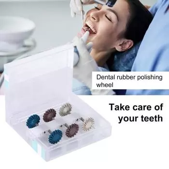 6 шт./компл., стоматологические полировальные головки, устойчивые к истиранию, быстрое рассеивание тепла, многоцелевые, 3 цвета, резиновые зубы, вращающееся полировальное колесо для стоматологической лаборатории Set