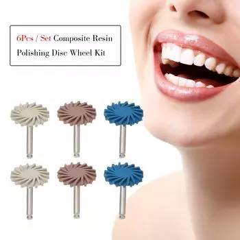 6 шт./компл. стоматологические спиральные гибкие щетки, боры, комплект полирующих дисков из композитной смолы разноцветный