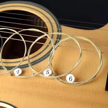 6 шт./компл., струна для народной гитары, акустическая духовая гитарная струна, аксессуары для баллады, сменная струна золотой