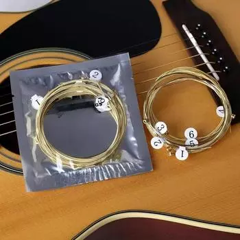 6 шт./компл., струна для народной гитары, акустическая духовая гитарная струна, аксессуары для баллады, сменная струна золотой