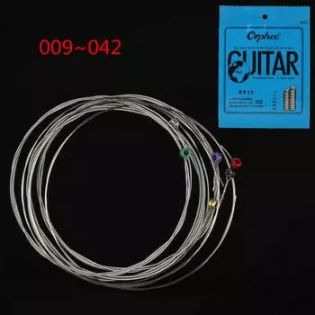 6 шт./компл. струны для электрогитары 009-042, струны из никелевого сплава, шестиугольный сердечник + 12% никеля, яркий тон