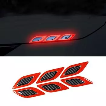 6 шт./компл. светоотражающие наклейки для автомобиля в стиле углеродного волокна, бампер автомобиля, вентиляционный край, боковая наклейка, декоративная наклейка, наружные аксессуары для автомобиля белый