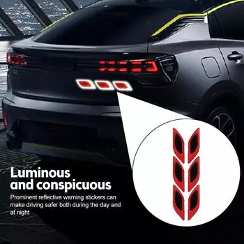 6 шт./компл. светоотражающие наклейки для автомобиля, устойчивые к царапинам, углеродное волокно, 3D-стиль автомобиля, светоотражающие полосы, предупреждающие о ночной безопасности, светоотражающая лента