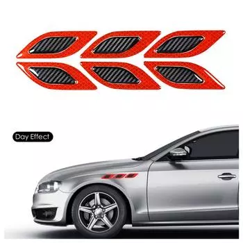 6 шт./компл. светоотражающие полоски из углеродного волокна для бампера автомобиля, предупреждающая лента, предупреждающая наклейка, автомобильные мото аксессуары для экстерьера красный