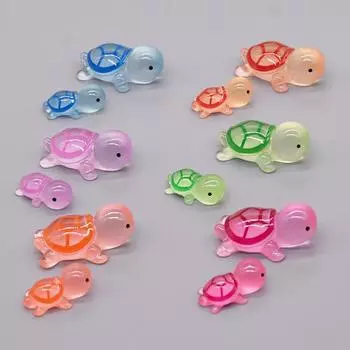 6 шт./компл. светящаяся мини-черепаха из смолы для приборной панели автомобиля, игрушки, куклы, фигурки, украшения для дома и сада, мультяшные цветные украшения для автомобиля, подарки