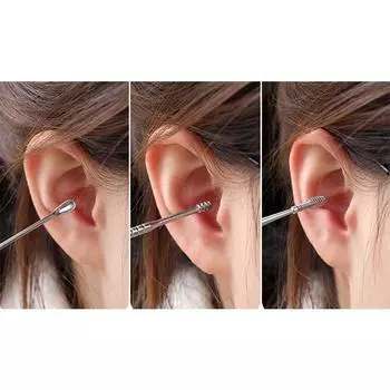 6 шт./компл. Ушные чистильщики для удаления ушной серы из нержавеющей стали Ушные чистильщики для удаления серы Набор для пирсинга Кюретка для удаления ушной серы Ложка для ухода Инструменты для чистки ушей прозрачный