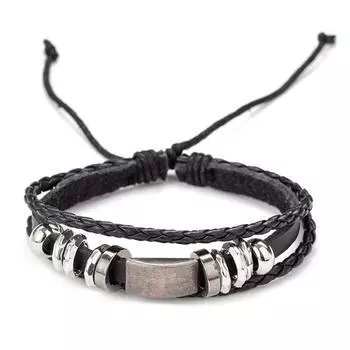 6 шт./компл. Винтажный мужской браслет из многослойной кожи, веревки, вощеной веревки, плетеный браслет