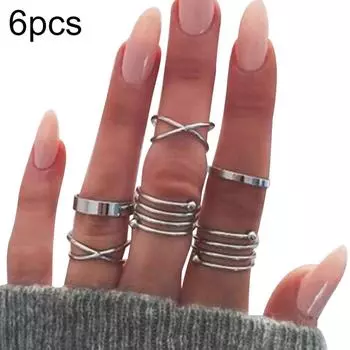 6 шт./компл. винтажные переплетенные перекрестные костяшки миди-кольца женские очаровательные ювелирные изделия