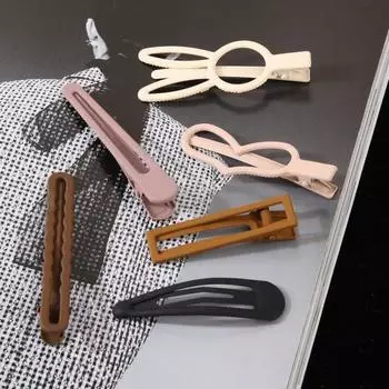 6 шт./компл. заколки для волос для девочек, заколки для волос с кроличьими ушками и сердцем геометрической формы, металлические полые заколки для волос, боковые зажимы, вечерние аксессуары для волос красный