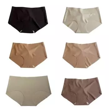 6 шт./компл. Женские бесшовные трусики, женское нижнее белье смешанных цветов, сексуальное шелковое белье, удобные трусы со средней талией, трусы для девочек, невидимое нижнее белье L разноцветный