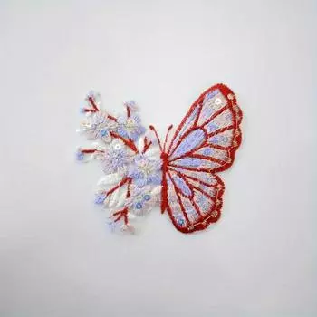 6 шт./компл. Значки с вышивкой в виде бабочек, термонашивки на одежду, сделай сам, платье, джинсы, шляпа, аксессуары для одежды, аппликации, наклейки красный
