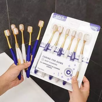 6 шт./компл. зубная щетка с широкой головкой, бытовая унисекс, для взрослых с мягкой щетиной, зубная щетка для чистки зубов, уход за полостью рта 6pcs