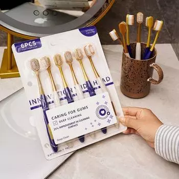 6 шт./компл. зубная щетка с широкой головкой, бытовая унисекс, для взрослых с мягкой щетиной, зубная щетка для чистки зубов, уход за полостью рта 6pcs