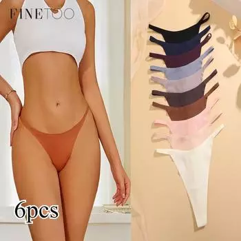 6 шт. комплект бесшовного ультратонкого нижнего белья для женщин, сексуальные тонкие трусики с поясом, женские высокие эластичные стринги для девочек, дышащее нижнее белье со стрингами XS&6pcs
