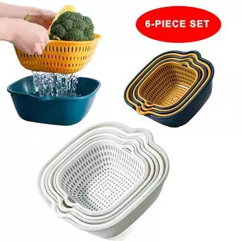 6 шт./комплект кухонный фильтр для слива раковины и дуршлаг для фруктов и овощей сушилка для мытья корзина ящик для хранения жёлтый