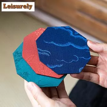 6 шт./комплект, нескользящий восьмиугольный подстаканник ручной работы, водонепроницаемая китайская подставка под чашку для чая и кофе, подставки под тарелки, аксессуары для чайной церемонии