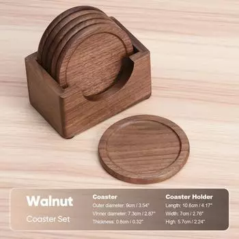 6 шт./комплект пустых деревянных подставок под чашки для чая и кофе, декоративная подставка, прочная, термостойкая, квадратная, круглая, подставка для напитков, чаша, держатель для чайника 6pcs(set) - No Logo