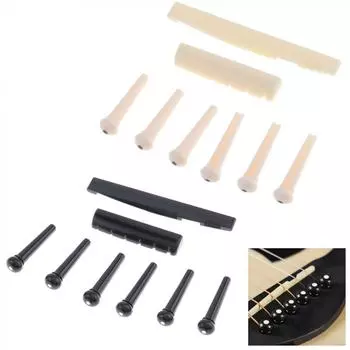 6 шт., комплект седла для мостовых штифтов из АБС-пластика и мостовой гайки для народной акустической гитары чёрный