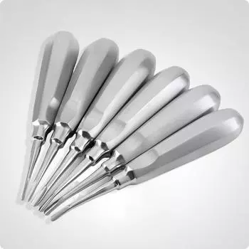 6 шт./комплект стоматологических элеваторов из нержавеющей стали, набор прямых изогнутых отверток для стоматолога, основные инструменты для хирургической лаборатории серебряный