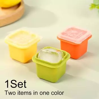 6 шт., контейнер для льда с крышкой, бытовые формы для кубиков льда, легко снимаемые, контейнер для льда из пластика, быстрозамораживающийся, многоцветный