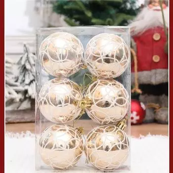 6 шт./кор. гальванизированный расписной шар, рождественская елка, украшение своими руками, поделки, расписные пластиковые рождественские подарочные коробки, подвеска A золотой