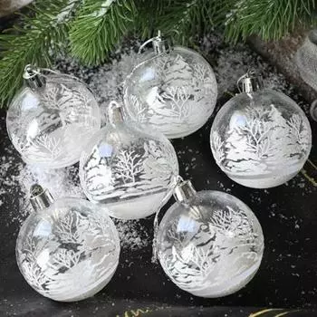 6 шт./коробка 6 см Рождественский шар Рождественское украшение на елку витрина Прозрачный шар подвеска Рождественские расписные шары украшения