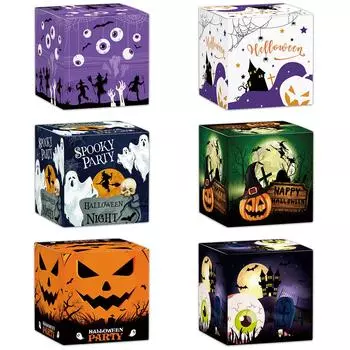 6 шт. коробка конфет на Хэллоуин, Хэллоуинская ночь, гадость или жизнь, детский подарок, жуткая подарочная коробка с привидением, коробка для закусок с печеньем, счастливый Хэллоуин 7x7x7cm