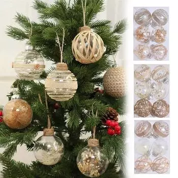 6 шт./коробка ПЭТ Рождественские шары Подвесные украшения для рождественской елки Декоративный шар