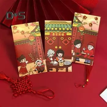 6 шт. Красные конверты китайского Нового года 2025 Лунный год Змеи Карманные красные деньги Весенний фестиваль Lucky Hong Bao A