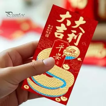 6 шт. Красные конверты китайского весеннего фестиваля 2025 года, карманы для денег на удачу в год Змеи, денежные мешочки для свадьбы на Новый год E