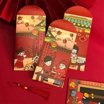 6 шт. Красные конверты на китайский Новый год 2025 Лунный год Змеи Красные