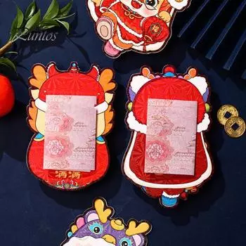 6 шт. красные конверты ярких цветов очаровательный мультяшный дракон дизайн традиционные китайские новогодние конверты с деньгами на удачу