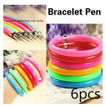 6 шт., красочная ручка-браслет, гибкие шариковые ручки, мягкая пластиковая ручка для письма, канцелярские принадлежности, школьные принадлежности 6pcs random