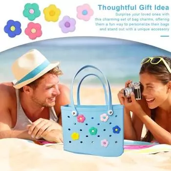 6 шт. красочная сумка с отверстием для цветов, очаровательная легкая многоразовая пляжная сумка-тоут с отверстием, ПВХ, цветочное украшение, сделай сам, сумка с отверстием, аксессуары 6pcs