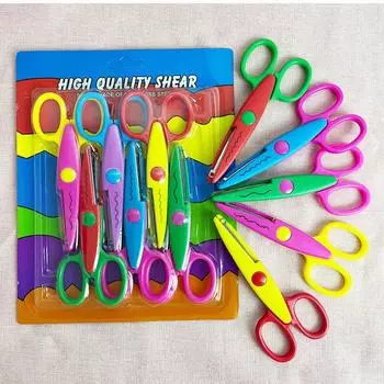 6 шт красочные пластиковые детский альбом ручная бумага декор ножницы инструмент 6pcs