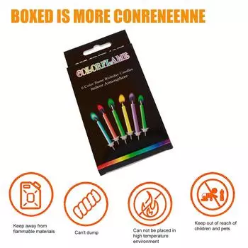 6 шт. Красочные свечи в виде пламени, парафиновые свечи для торта для детей (6шт)