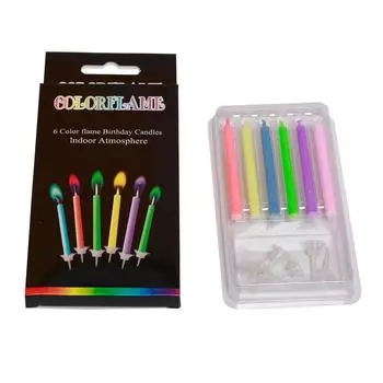 6 шт. Красочные свечи в виде пламени, парафиновые свечи для торта для детей (6шт)