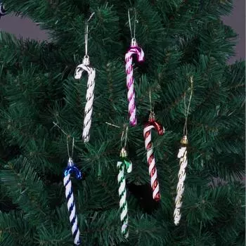 6 шт. красочных украшений из тростника для рождественской елки, пластиковых украшений из тростника, рождественских украшений на День святого Валентина, новогодних украшений для дома золотой