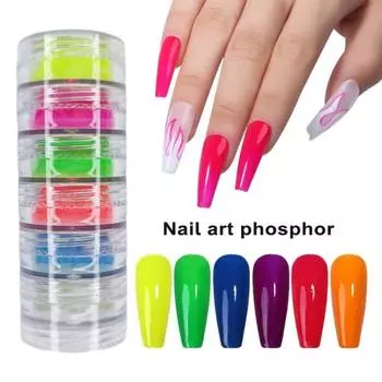 6 шт., красочный светящийся пигментный порошок для ногтей, простой в использовании, блестящие универсальные пигментные порошки для ногтей «сделай сам», B