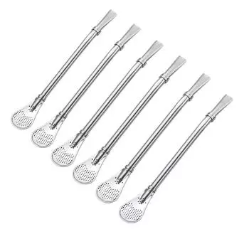 6 шт., креативная кофейная ложка, соломинка, мини-чайная ложка Yerba Mate, серебро 157x2cm серебряный