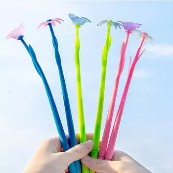 6 шт., креативные милые меняющие цвет, канцелярские принадлежности для офиса и школы, подарок, имитация гелевых ручек Ink ColorBlack