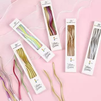 6 шт. кривая свеча для свадьбы, дня рождения, вечеринки, украшения торта, карандаш, золотой парафин, принадлежности для самостоятельной выпечки, домашние инструменты для мальчиков и девочек Deep-Color